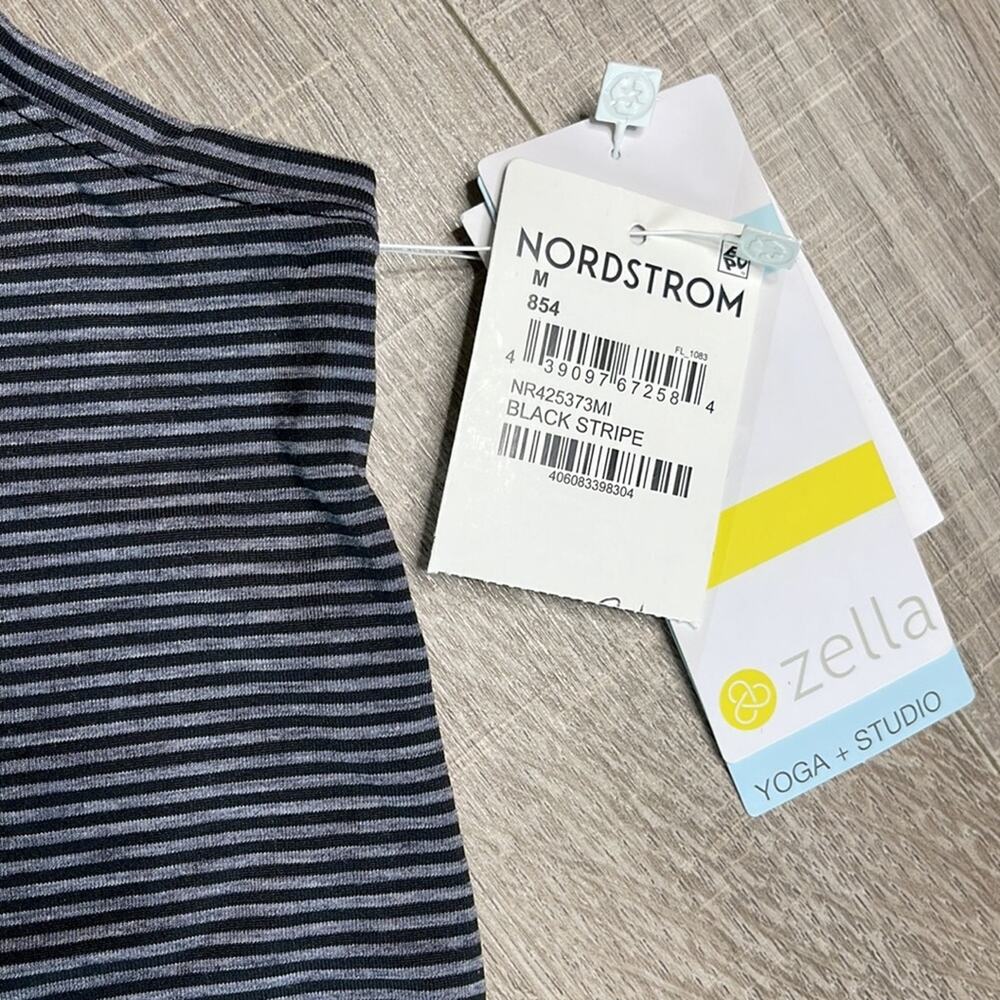 ZELLA Work For It Black Gray Striped Tank Top Women’s Size Medium - Picture 4 of 11